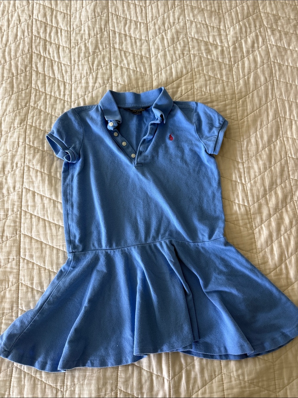 Ralph Lauren Light Blue Girls Polo Dress with Pink Logo
